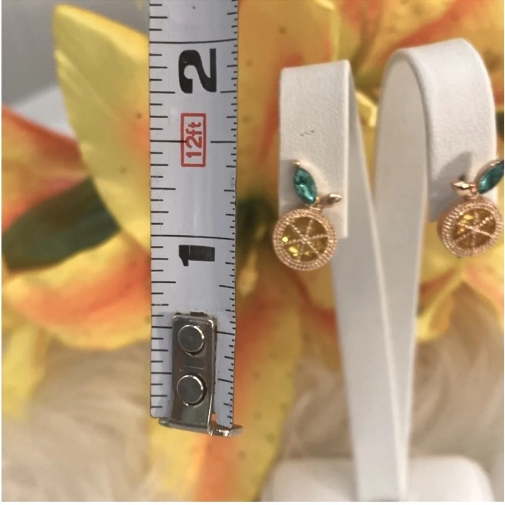 Swarovski Lemon Slices Yellow Gemstone & Gold Earrings NEW! FIRM!